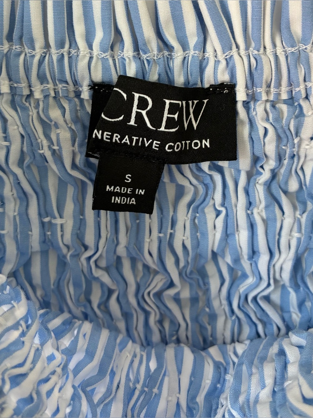 J. Crew Paloma Dress Striped Cotton Poplin Smocked Bodice Blue White Size S - Picture 8 of 8